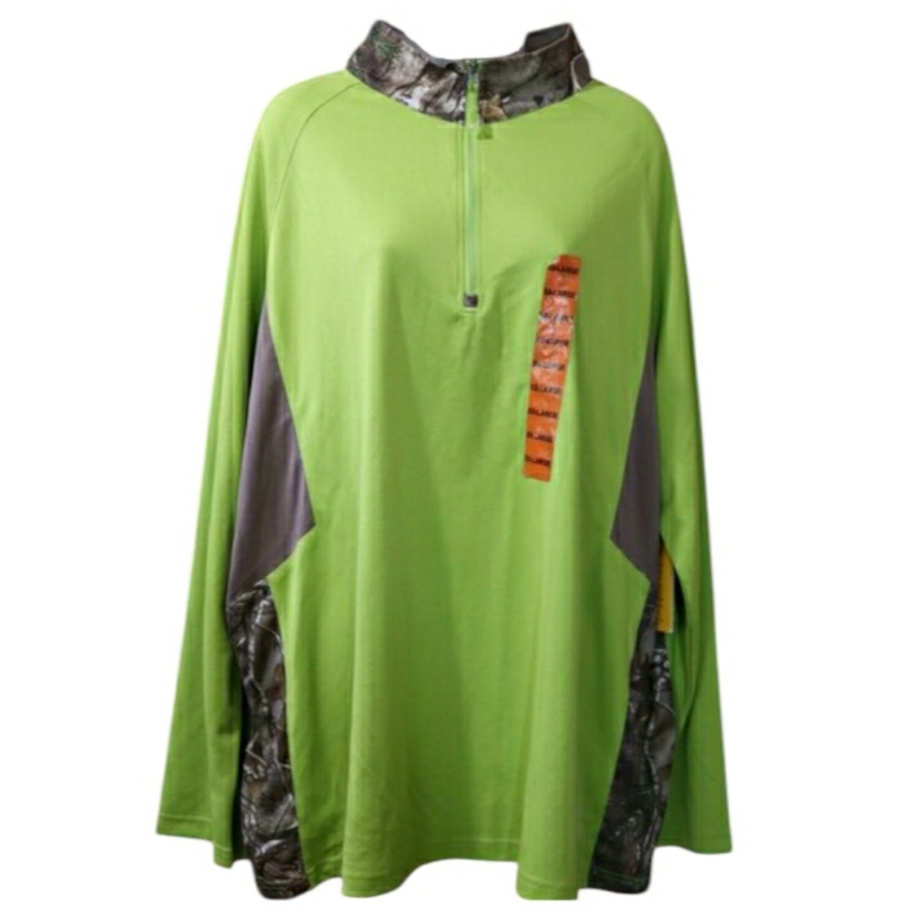 Browning Killbuck Neon Yellow Camo 1/4 Zip Athletic Pullover XXL NWT